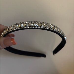 Elegant Black and Silver Crystal Headband